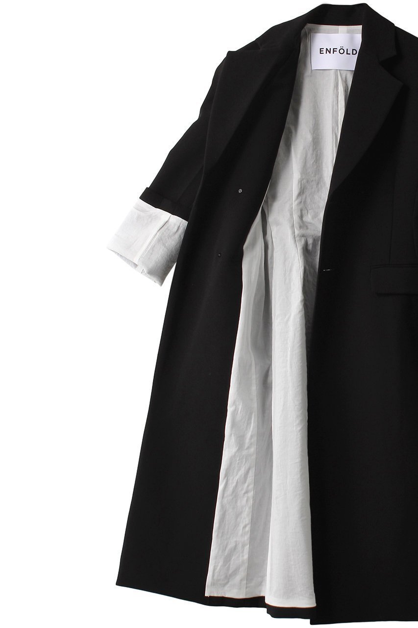 【エンフォルド/ENFOLD】のポリエステルダブルクロス シェイプロングコート 人気、トレンドファッション・服の通販 founy(ファニー) 　ファッション　Fashion　レディースファッション　Fashion for Women　アウター　Coat / Outerwear Collection　コート・ロングコート・ピーコート　Long Coats, Peacoats & More　シェイプ　Shape, Slim Fit　ストレッチ　Stretch, Stretchy Fabric　ダブル　Double, Double-Breasted　ロング　Long, Long-Length　ワンポイント　One Point, Statement Accent　other-6|ID: prp329100003810318 ipo3291000000035824211