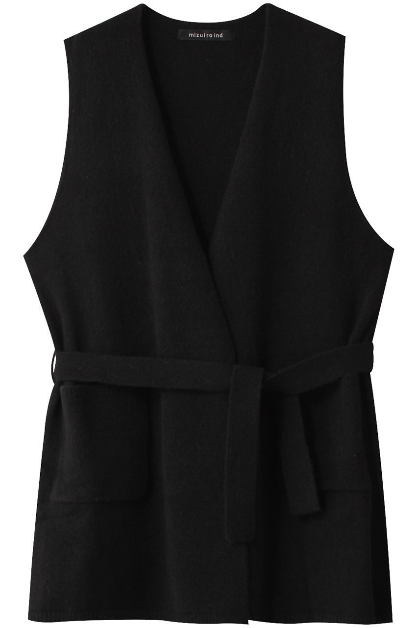 【ミズイロ インド/mizuiro ind】のv neck gilet w/belt ジレ インテリア・キッズ・メンズ・レディースファッション・服の通販 founy(ファニー) 　ファッション　Fashion　レディースファッション　WOMEN　アウター　Coat Outerwear　ジャケット　Jackets　シンプル　Simple　ジャケット　Jacket　ベスト　Vest　メランジ　Melange　black|ID: prp329100003812959 ipo3291000000029937919