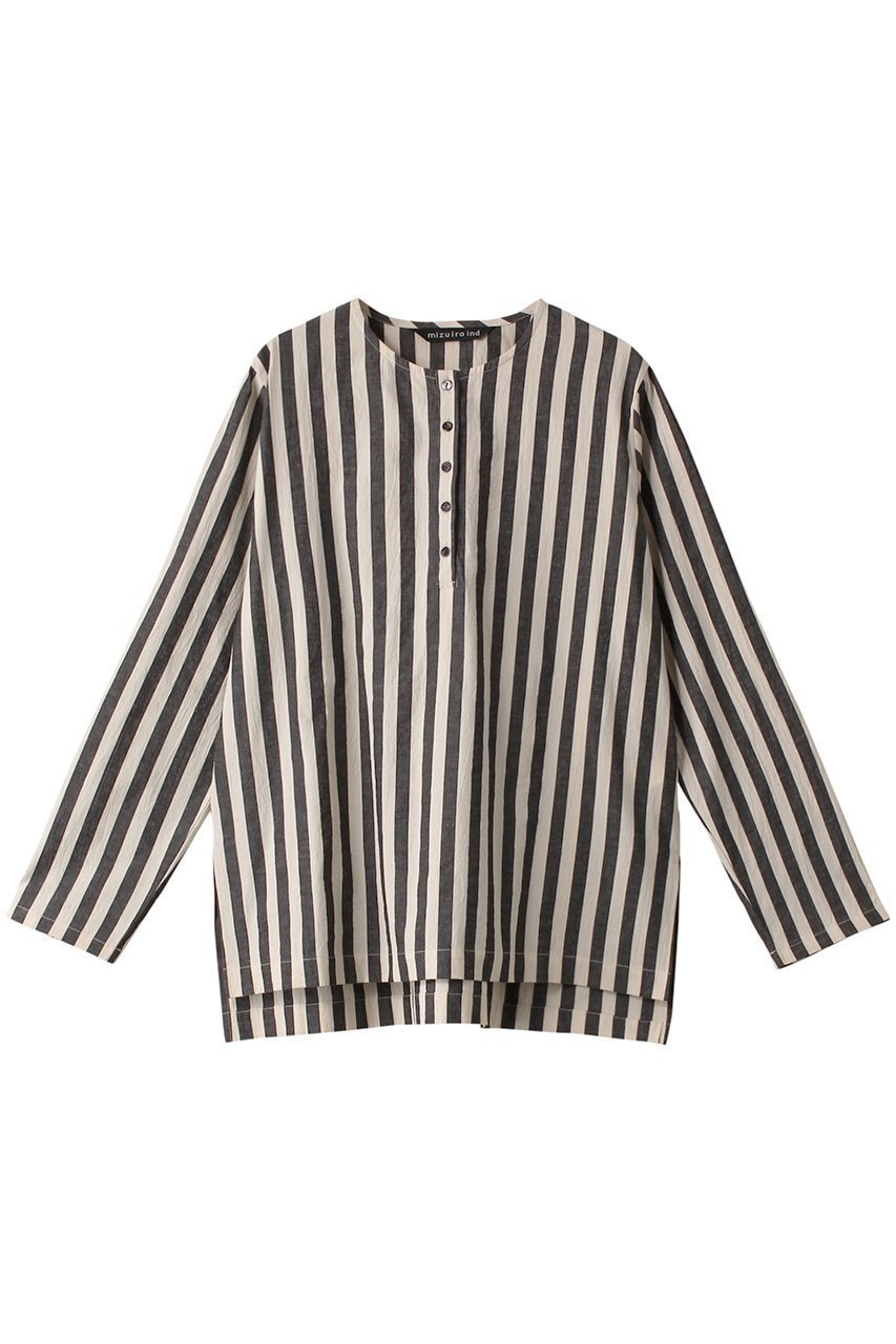 【ミズイロ インド/mizuiro ind】のstripe henry neck shirt シャツ インテリア・キッズ・メンズ・レディースファッション・服の通販 founy(ファニー) 　ファッション　Fashion　レディースファッション　WOMEN　トップス・カットソー　Tops/Tshirt　シャツ/ブラウス　Shirts/Blouses　シンプル　Simple　ストライプ　Stripe　スリーブ　Sleeve　バランス　Balance　リネン　Linen　ロング　Long　97|ID: prp329100003812978 ipo3291000000025083913