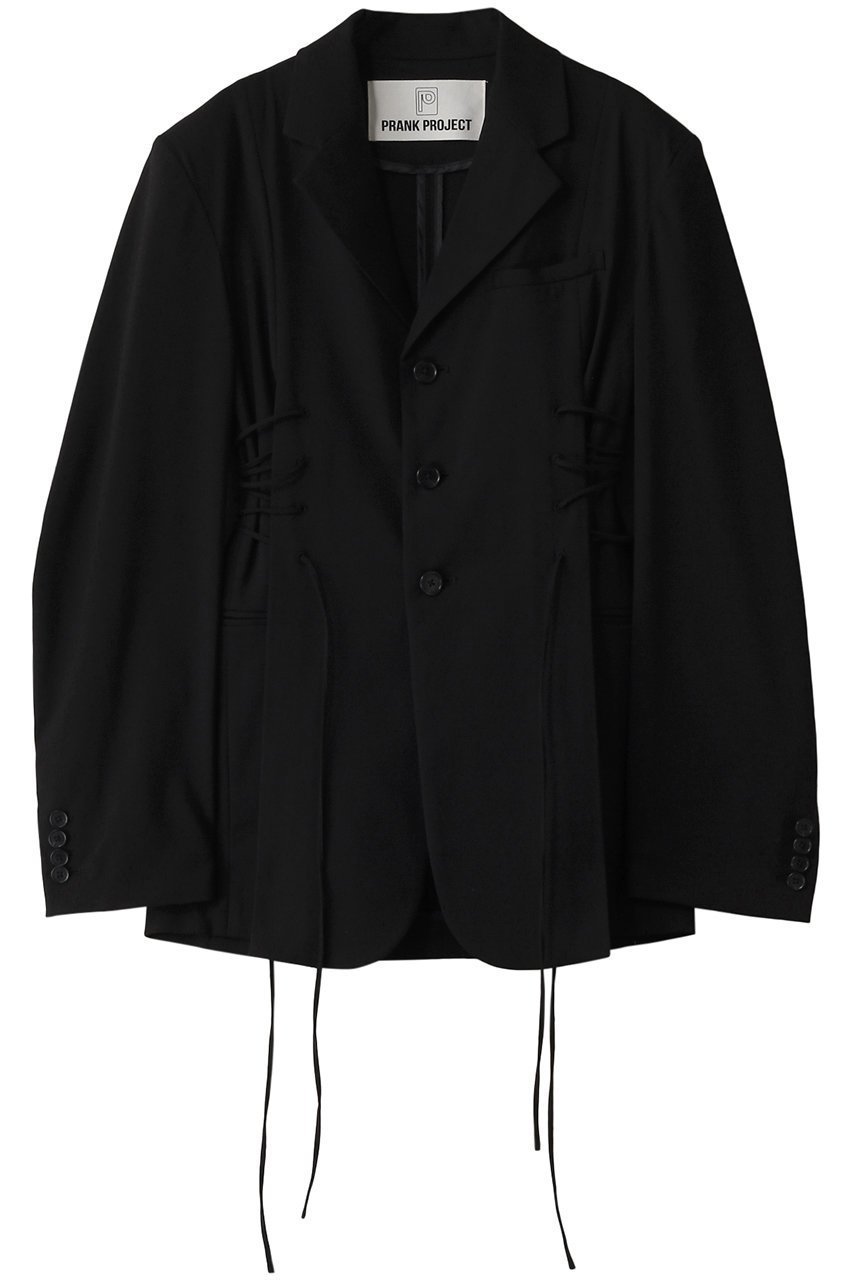【プランク プロジェクト/PRANK PROJECT】のレースアップジャケット / Lace-Up Jacket インテリア・キッズ・メンズ・レディースファッション・服の通販 founy(ファニー) ファッション Fashion レディースファッション Fashion for Women アウター Coat / Outerwear Collection レディースジャケット・軽アウター Jackets おすすめ Recommended / Our Picks インナー Innerwear コンパクト Compact, Small Size ジャケット Jacket, Outerwear ストライプ Stripe, Striped Pattern ストレッチ Stretch, Stretchy Fabric スリム Slim, Slim Fit セットアップ Set-Up, Coordinated Outfit レース Lace, Lace Fabric 無地 Plain, Solid Color BLK(ブラック)|ID: prp329100003813049 ipo3291000000035490701