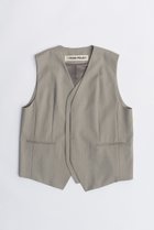 【プランク プロジェクト/PRANK PROJECT】のダブルフロントノーカラージレ / Double Front Collarless Gilet G.BGE(グレーベージュ)|ID:prp329100003813050