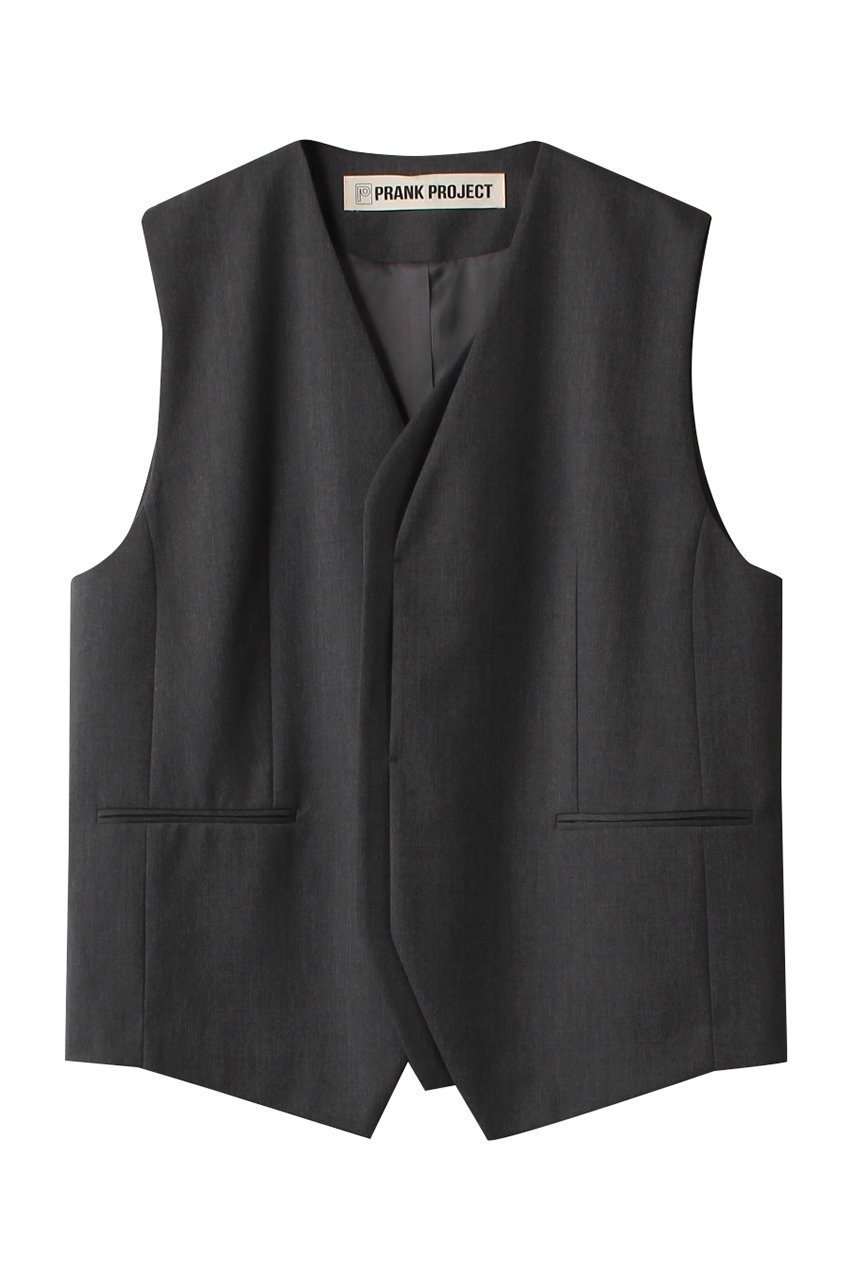 【プランク プロジェクト/PRANK PROJECT】のダブルフロントノーカラージレ / Double Front Collarless Gilet インテリア・キッズ・メンズ・レディースファッション・服の通販 founy(ファニー) 　ファッション　Fashion　レディースファッション　WOMEN　アウター　Coat Outerwear　ジャケット　Jackets　インナー　Inner　クラシック　Classic　ジャケット　Jacket　セットアップ　Set Up　ビッグ　Big　フロント　Front　ベスト　Vest　GRY(グレー)|ID: prp329100003813050 ipo3291000000029771331