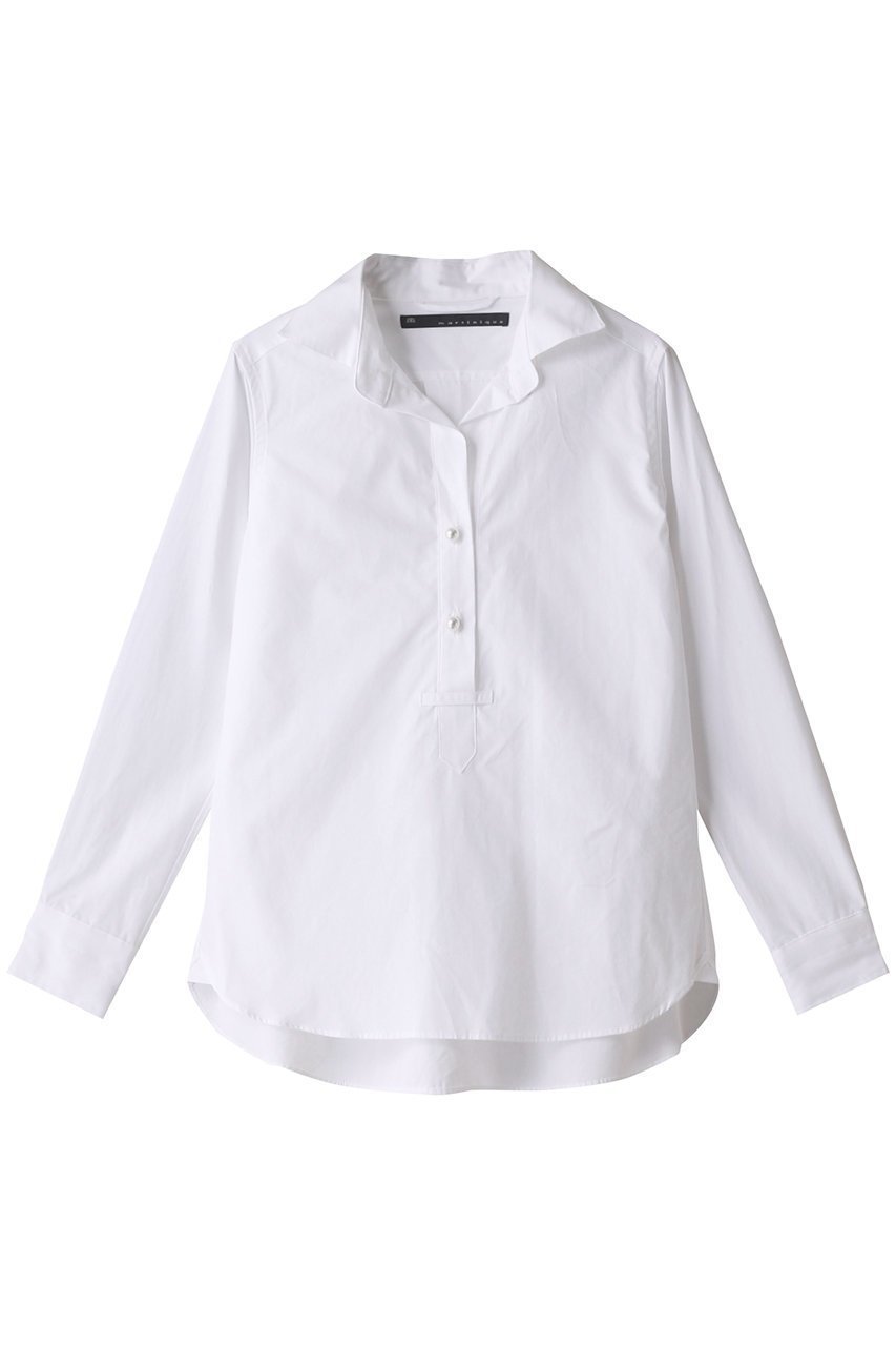 【マルティニーク/martinique】のパールスキッパーブラウス インテリア・キッズ・メンズ・レディースファッション・服の通販 founy(ファニー) 　ファッション　Fashion　レディースファッション　Fashion for Women　トップス・カットソー　Cut & Sew Tops　シャツ・ブラウス・オフィスカジュアル　Elegant Blouses & Button-Ups　スキッパー　Skipper, Open Collar　スリーブ　Sleeve, Long Sleeve / Short Sleeve　パール　Pearl, Pearl Accent　ボトム　Bottoms, Lower Wear　ロング　Long, Long-Length　エレガント 上品　Elegant　ホワイト2|ID: prp329100003822818 ipo3291000000032878284