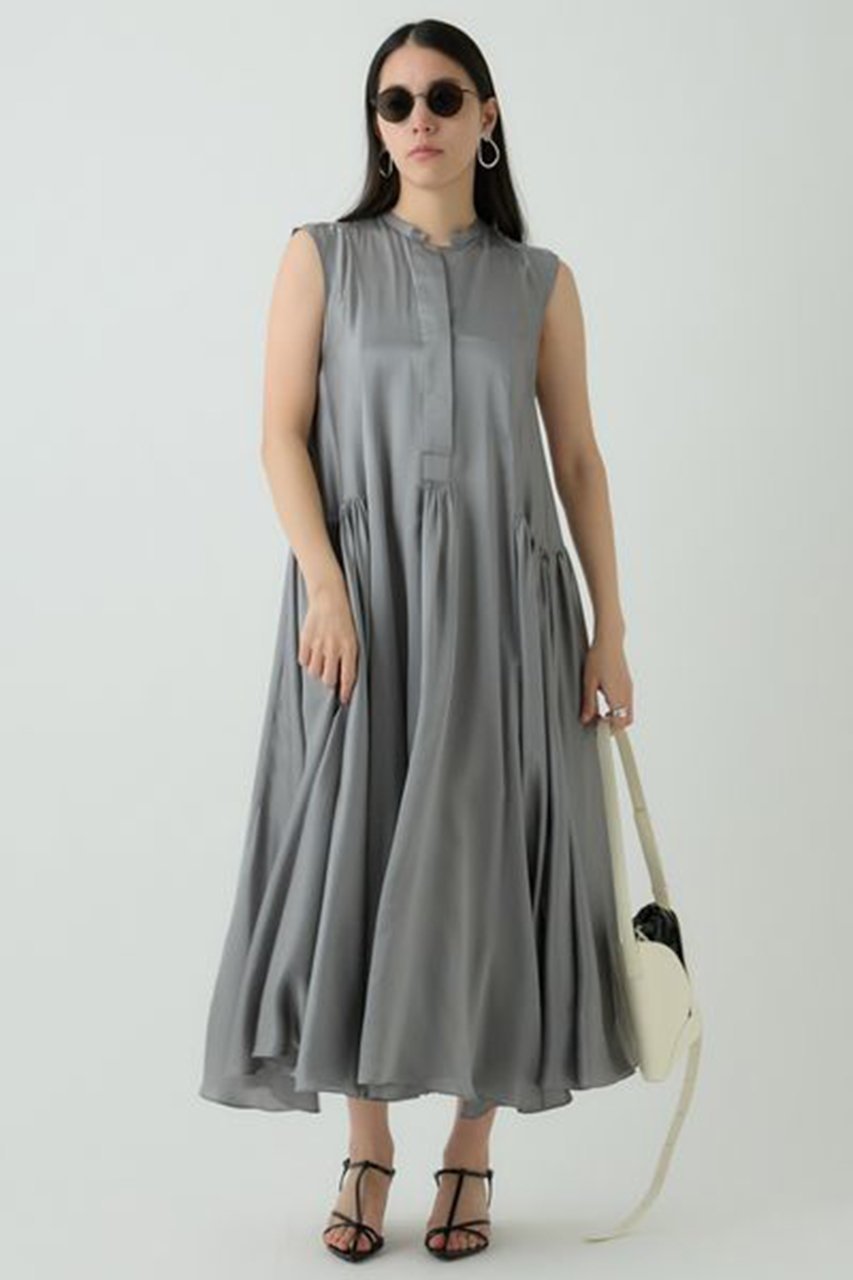【カオス/Chaos】のサンディングシルクワンピース インテリア・キッズ・メンズ・レディースファッション・服の通販 founy(ファニー) 　ファッション　Fashion　レディースファッション　Fashion for Women　ワンピース　Dresses　チュニック　Tunic Tops & Dresses　なめらか　Smooth, Silky Texture　サテン　Satin, Glossy Fabric　シルク　Silk, 100% Silk　チュニック　Tunic, Long Top　ロング　Long, Long-Length　エレガント 上品　Elegant　再入荷　Restock / Back in Stock　グレー|ID: prp329100003828728 ipo3291000000032904551