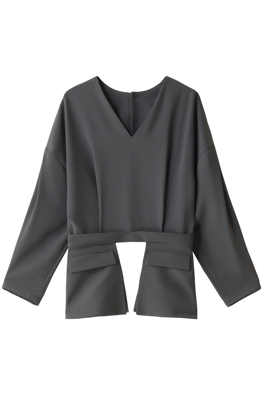 【リムアーク/RIM.ARK】のFlap pk 2way tops/トップス インテリア・キッズ・メンズ・レディースファッション・服の通販 founy(ファニー) 　ファッション　Fashion　レディースファッション　Fashion for Women　トップス・カットソー　Cut & Sew Tops　シャツ・ブラウス・オフィスカジュアル　Elegant Blouses & Button-Ups　ロングTシャツ・Tシャツ　Longline T-Shirts & Tees　カットソー・ベーシックTシャツ　Cut-and-Sewn Tops / Stretch Tees & Basics　スリーブ　Sleeve, Long Sleeve / Short Sleeve　ロング　Long, Long-Length　エレガント 上品　Elegant　吸水　Absorbent, Quick-Dry　グレー|ID: prp329100003830129 ipo3291000000035809805