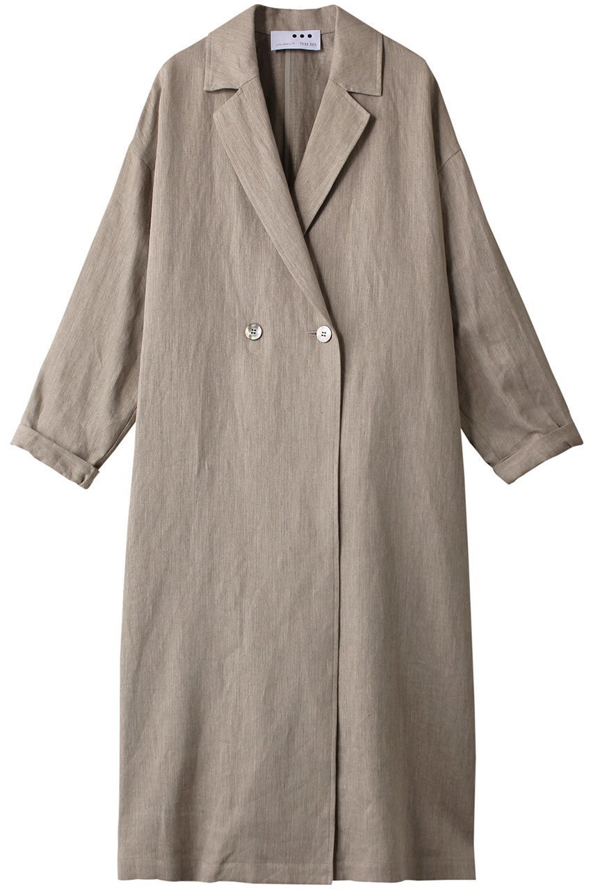 【スリー ドッツ/three dots】のラフリネン オーバーサイズトレンチ インテリア・キッズ・メンズ・レディースファッション・服の通販 founy(ファニー) 　ファッション　Fashion　レディースファッション　Fashion for Women　アウター　Coat / Outerwear Collection　コート・ロングコート・ピーコート　Long Coats, Peacoats & More　インナー　Innerwear　ロング　Long, Long-Length　ベージュ|ID: prp329100003833747 ipo3291000000036222080