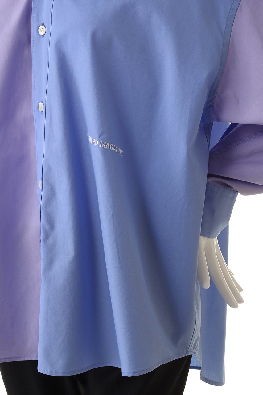 【サードマガジン/THIRD MAGAZINE】のカラーブロックシャツ 人気、トレンドファッション・服の通販 founy(ファニー) 　ファッション　Fashion　レディースファッション　Fashion for Women　トップス・カットソー　Cut & Sew Tops　シャツ・ブラウス・オフィスカジュアル　Elegant Blouses & Button-Ups　スリーブ　Sleeve, Long Sleeve / Short Sleeve　パープル　Purple, Violet　ブロッキング　Color Blocking, Panel Design　ブロック　Block, Solid Block Pattern　ロング　Long, Long-Length　ワンポイント　One Point, Statement Accent　長袖　Long Sleeve, Full Sleeve　other-5|ID: prp329100003833775 ipo3291000000035653261