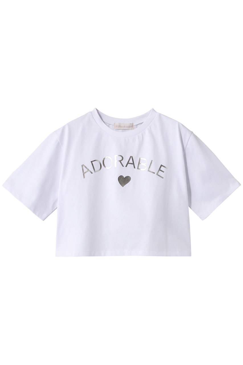 【トランテアン ソン ドゥ モード/31 Sons de mode】のハート箔プリントTシャツ インテリア・キッズ・メンズ・レディースファッション・服の通販 founy(ファニー) 　ファッション　Fashion　レディースファッション　WOMEN　トップス・カットソー　Tops/Tshirt　シャツ/ブラウス　Shirts/Blouses　ロング / Tシャツ　T-Shirts　カットソー　Cut and Sewn　ショート　Short　シンプル　Simple　スリーブ　Sleeve　プリント　Print　オフホワイト|ID: prp329100003833868 ipo3291000000029920976