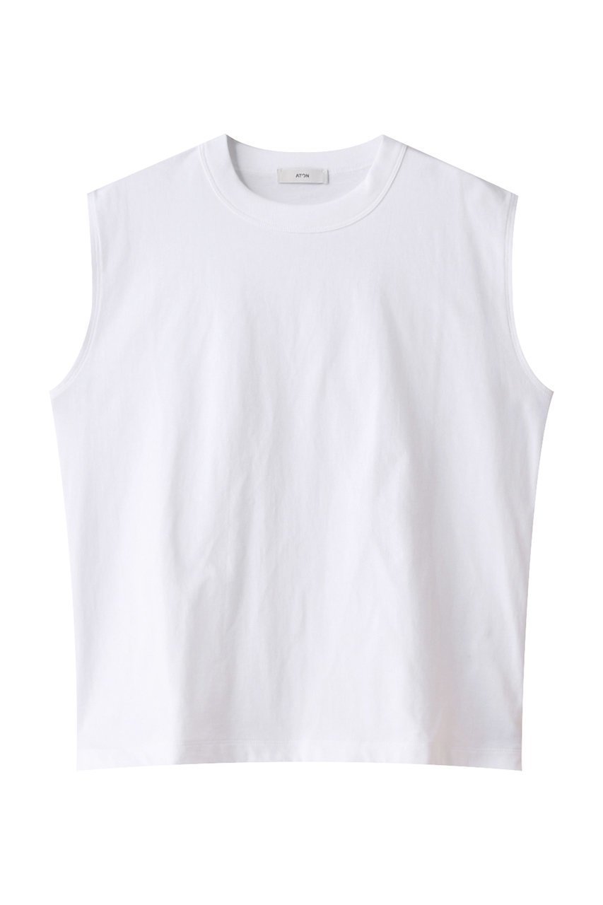 【エイトン/ATON】のドライコットン ジャージー ノースリーブ プルオーバー インテリア・キッズ・メンズ・レディースファッション・服の通販 founy(ファニー) 　ファッション　Fashion　レディースファッション　Fashion for Women　トップス・カットソー　Cut & Sew Tops　キャミソール&ノースリーブ　Camisoles & Sleeveless Tops　シャツ・ブラウス・オフィスカジュアル　Elegant Blouses & Button-Ups　ロングTシャツ・Tシャツ　Longline T-Shirts & Tees　カジュアルプルオーバー・ニットトップス　Pullovers & Knit Tops / Casual Pullovers　カットソー・ベーシックTシャツ　Cut-and-Sewn Tops / Stretch Tees & Basics　キャミソール　Camisole, Spaghetti Strap Top　サマー　Summer, Summer Style　タンク　Tank Top, Sleeveless Top　ノースリーブ　Sleeveless, No-Sleeve　吸水　Absorbent, Quick-Dry　ホワイト|ID: prp329100003835160 ipo3291000000032796670