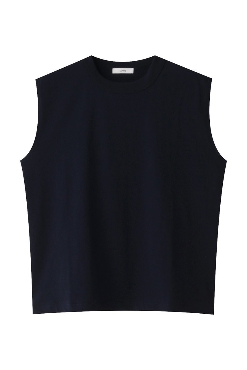 【エイトン/ATON】のドライコットン ジャージー ノースリーブ プルオーバー インテリア・キッズ・メンズ・レディースファッション・服の通販 founy(ファニー) 　ファッション　Fashion　レディースファッション　Fashion for Women　トップス・カットソー　Cut & Sew Tops　キャミソール&ノースリーブ　Camisoles & Sleeveless Tops　シャツ・ブラウス・オフィスカジュアル　Elegant Blouses & Button-Ups　ロングTシャツ・Tシャツ　Longline T-Shirts & Tees　カジュアルプルオーバー・ニットトップス　Pullovers & Knit Tops / Casual Pullovers　カットソー・ベーシックTシャツ　Cut-and-Sewn Tops / Stretch Tees & Basics　キャミソール　Camisole, Spaghetti Strap Top　サマー　Summer, Summer Style　タンク　Tank Top, Sleeveless Top　ノースリーブ　Sleeveless, No-Sleeve　吸水　Absorbent, Quick-Dry　ネイビー|ID: prp329100003835160 ipo3291000000032796674