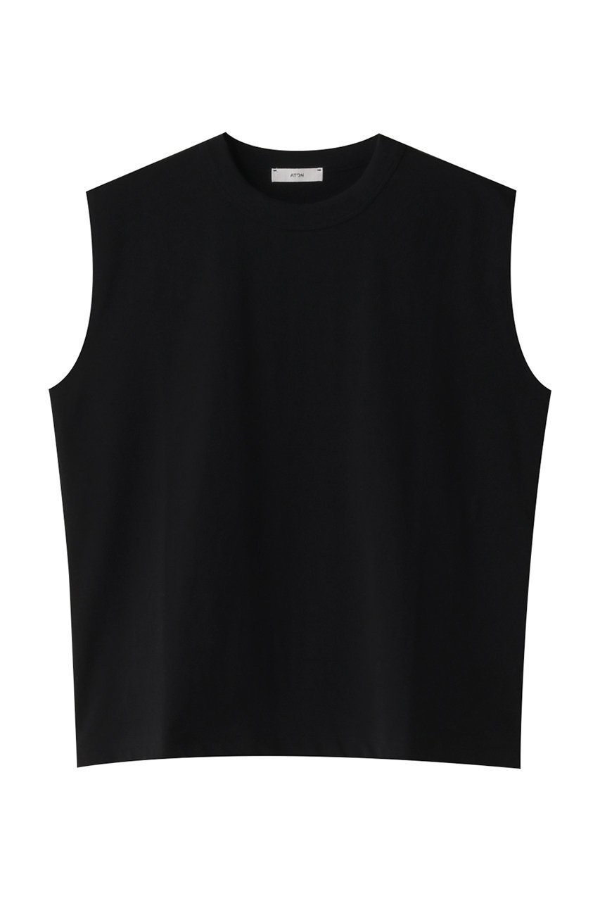 【エイトン/ATON】のドライコットン ジャージー ノースリーブ プルオーバー インテリア・キッズ・メンズ・レディースファッション・服の通販 founy(ファニー) 　ファッション　Fashion　レディースファッション　Fashion for Women　トップス・カットソー　Cut & Sew Tops　キャミソール&ノースリーブ　Camisoles & Sleeveless Tops　シャツ・ブラウス・オフィスカジュアル　Elegant Blouses & Button-Ups　ロングTシャツ・Tシャツ　Longline T-Shirts & Tees　カジュアルプルオーバー・ニットトップス　Pullovers & Knit Tops / Casual Pullovers　カットソー・ベーシックTシャツ　Cut-and-Sewn Tops / Stretch Tees & Basics　キャミソール　Camisole, Spaghetti Strap Top　サマー　Summer, Summer Style　タンク　Tank Top, Sleeveless Top　ノースリーブ　Sleeveless, No-Sleeve　吸水　Absorbent, Quick-Dry　ブラック|ID: prp329100003835160 ipo3291000000032796677