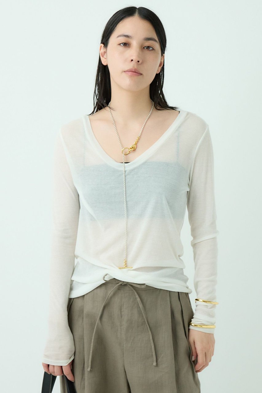 【カオス/Chaos】のパティロングスリーブTシャツ インテリア・キッズ・メンズ・レディースファッション・服の通販 founy(ファニー) 　ファッション　Fashion　レディースファッション　Fashion for Women　トップス・カットソー　Cut & Sew Tops　シャツ・ブラウス・オフィスカジュアル　Elegant Blouses & Button-Ups　ロングTシャツ・Tシャツ　Longline T-Shirts & Tees　カットソー・ベーシックTシャツ　Cut-and-Sewn Tops / Stretch Tees & Basics　インナー　Innerwear　コンパクト　Compact, Small Size　シアー　Sheer, See-Through　スリーブ　Sleeve, Long Sleeve / Short Sleeve　ロング　Long, Long-Length　エレガント 上品　Elegant　ホワイト|ID: prp329100003836641 ipo3291000000036728253