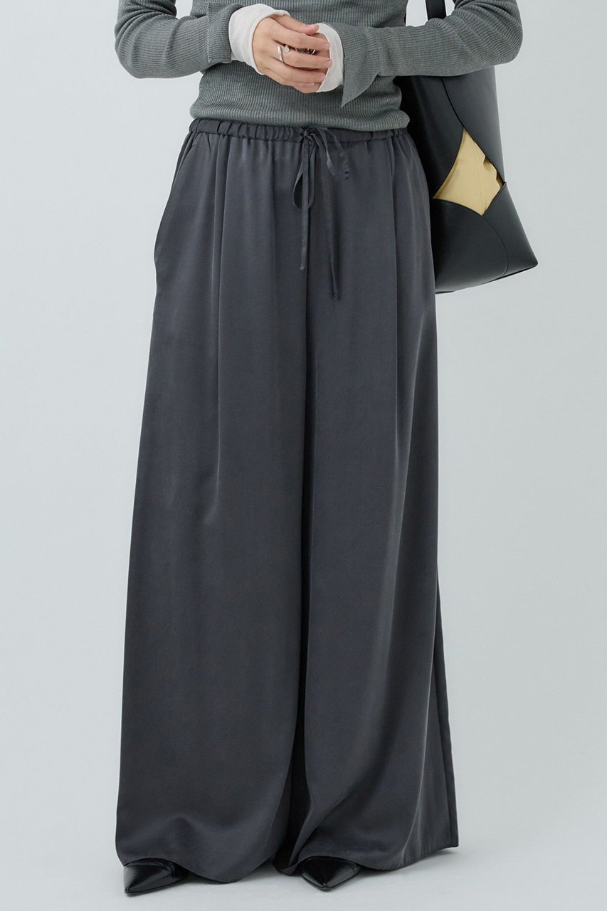 【カオス/Chaos】のモーラワイドパンツ インテリア・キッズ・メンズ・レディースファッション・服の通販 founy(ファニー) 　ファッション　Fashion　レディースファッション　Fashion for Women　パンツ　Pants & Trousers　なめらか　Smooth, Silky Texture　サテン　Satin, Glossy Fabric　シルク　Silk, 100% Silk　ストレッチ　Stretch, Stretchy Fabric　ワイド　Wide, Wide Fit　エレガント 上品　Elegant　チャコール|ID: prp329100003836643 ipo3291000000034079363