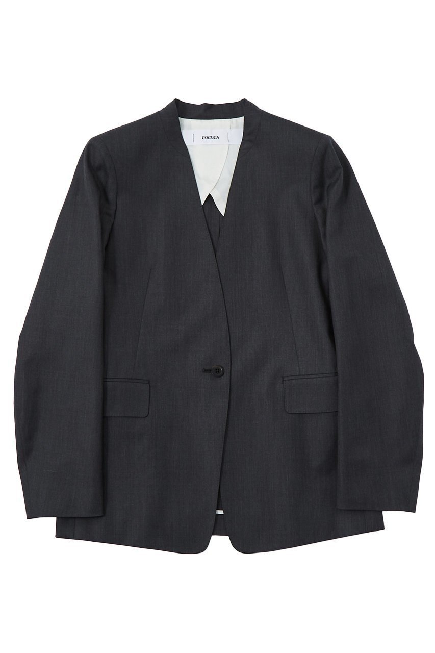 【ザ ストア バイ シー/THE STORE by C】のノーカラージャケット インテリア・キッズ・メンズ・レディースファッション・服の通販 founy(ファニー) 　ファッション　Fashion　レディースファッション　Fashion for Women　アウター　Coat / Outerwear Collection　レディースジャケット・軽アウター　Jackets　ノーカラージャケット / シンプル上品コーデ　Collarless Jackets　おすすめ　Recommended / Our Picks　ジャケット　Jacket, Outerwear　スタイリッシュ　Stylish, Fashionable　ノースリーブ　Sleeveless, No-Sleeve　バランス　Balance, Style Balance　フラップ　Flap, Flap Pocket　ベスト　Vest, Waistcoat　チャコールグレー|ID: prp329100003839433 ipo3291000000032957146