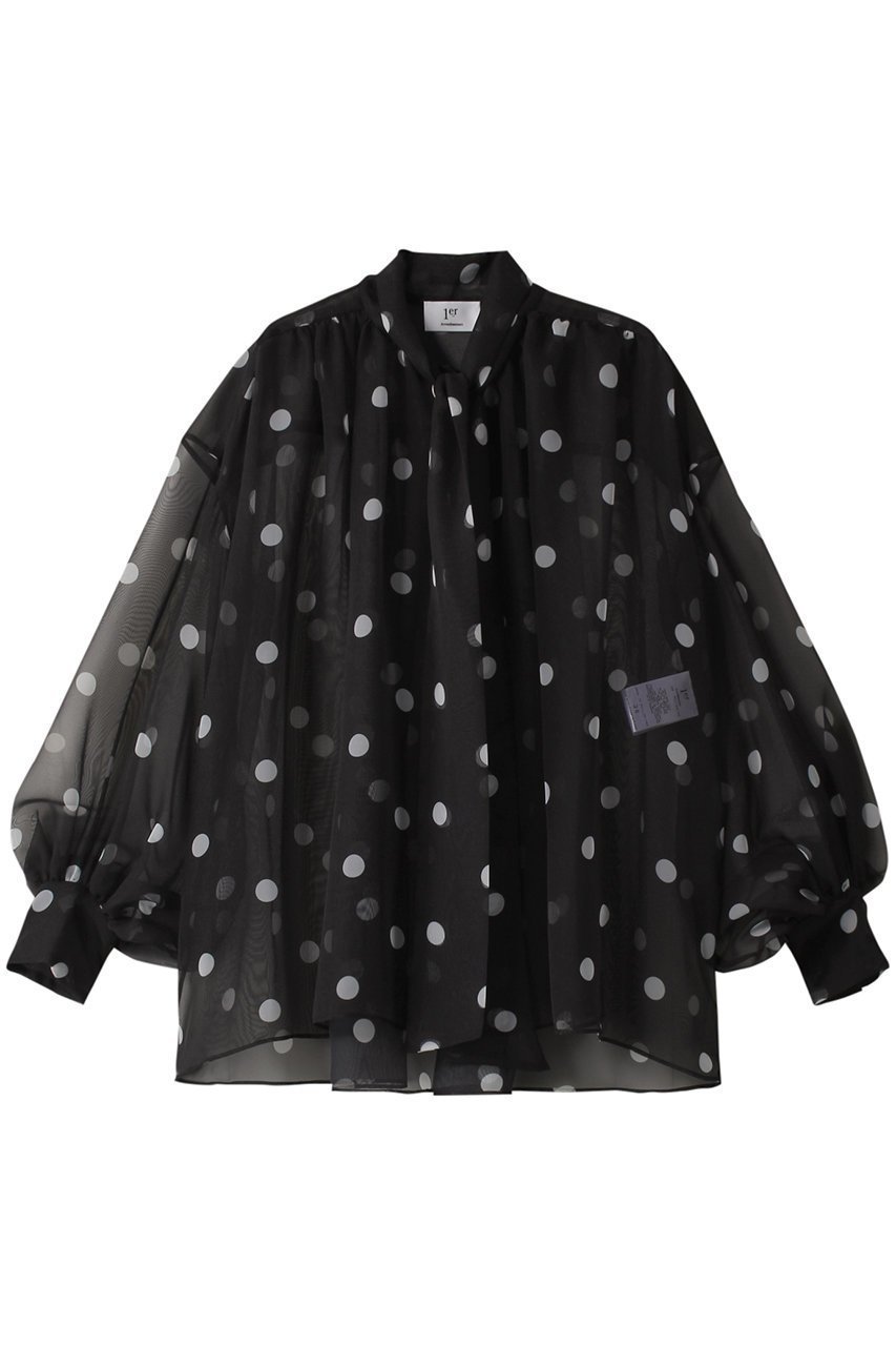 【プルミエ アロンディスモン/1er Arrondissement】のドットボウタイブラウス 人気、トレンドファッション・服の通販 founy(ファニー) 　ファッション　Fashion　レディースファッション　Fashion for Women　トップス・カットソー　Cut & Sew Tops　シャツ・ブラウス・オフィスカジュアル　Elegant Blouses & Button-Ups　おすすめ　Recommended / Our Picks　オーガンジー　Organza Fabric　ギャザー　Gathered, Ruffled　シアー　Sheer, See-Through　シフォン　Chiffon, Lightweight Fabric　スリーブ　Sleeve, Long Sleeve / Short Sleeve　ドット　Polka Dot, Dot Pattern　プリント　Print, Printed Pattern　ロング　Long, Long-Length　 other-1|ID: prp329100003843283 ipo3291000000032918414
