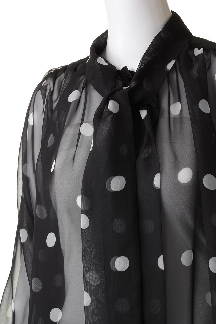 【プルミエ アロンディスモン/1er Arrondissement】のドットボウタイブラウス 人気、トレンドファッション・服の通販 founy(ファニー) 　ファッション　Fashion　レディースファッション　Fashion for Women　トップス・カットソー　Cut & Sew Tops　シャツ・ブラウス・オフィスカジュアル　Elegant Blouses & Button-Ups　おすすめ　Recommended / Our Picks　オーガンジー　Organza Fabric　ギャザー　Gathered, Ruffled　シアー　Sheer, See-Through　シフォン　Chiffon, Lightweight Fabric　スリーブ　Sleeve, Long Sleeve / Short Sleeve　ドット　Polka Dot, Dot Pattern　プリント　Print, Printed Pattern　ロング　Long, Long-Length　other-5|ID: prp329100003843283 ipo3291000000036060107