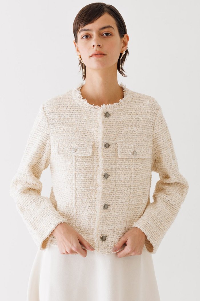 【デザイン ワークス/DESIGN WORKS】の【COOHEM】ツイードニットジャケット インテリア・キッズ・メンズ・レディースファッション・服の通販 founy(ファニー) https://founy.com/ ファッション Fashion レディースファッション Fashion for Women アウター Coat / Outerwear Collection レディースジャケット・軽アウター Jackets おすすめ Recommended / Our Picks カーディガン Cardigan, Knitwear ジャケット Jacket, Outerwear ツイード Twill, Twill Weave フラップ Flap, Flap Pocket ベーシック Basic, Essential ポケット Pocket, Pocket Detail |ID: prp329100003845017 ipo3291000000032956261