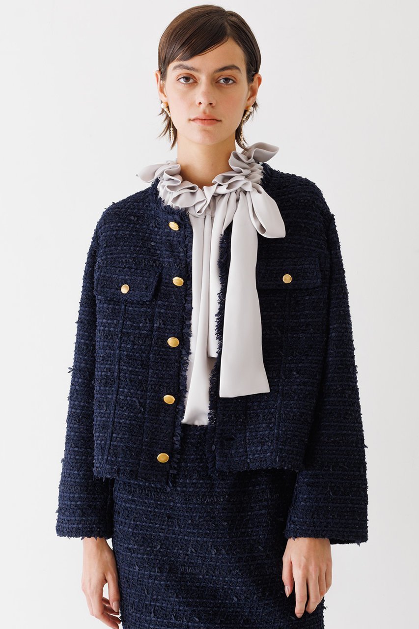 【デザイン ワークス/DESIGN WORKS】の【COOHEM】ツイードニットジャケット 人気、トレンドファッション・服の通販 founy(ファニー) 　ファッション　Fashion　レディースファッション　Fashion for Women　アウター　Coat / Outerwear Collection　レディースジャケット・軽アウター　Jackets　おすすめ　Recommended / Our Picks　カーディガン　Cardigan, Knitwear　ジャケット　Jacket, Outerwear　ツイード　Twill, Twill Weave　フラップ　Flap, Flap Pocket　ベーシック　Basic, Essential　ポケット　Pocket, Pocket Detail　other-2|ID: prp329100003845017 ipo3291000000032956277