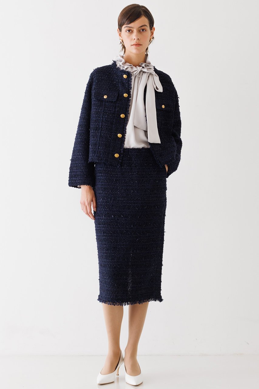 【デザイン ワークス/DESIGN WORKS】の【COOHEM】ツイードニットジャケット 人気、トレンドファッション・服の通販 founy(ファニー) 　ファッション　Fashion　レディースファッション　Fashion for Women　アウター　Coat / Outerwear Collection　レディースジャケット・軽アウター　Jackets　おすすめ　Recommended / Our Picks　カーディガン　Cardigan, Knitwear　ジャケット　Jacket, Outerwear　ツイード　Twill, Twill Weave　フラップ　Flap, Flap Pocket　ベーシック　Basic, Essential　ポケット　Pocket, Pocket Detail　other-3|ID: prp329100003845017 ipo3291000000034956829