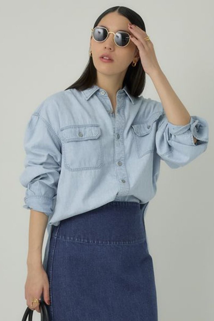 【カオス/Chaos】の【WHY NOT NOW】フォンダデニムシャツ インテリア・キッズ・メンズ・レディースファッション・服の通販 founy(ファニー) https://founy.com/ ファッション Fashion レディースファッション Fashion for Women トップス・カットソー Cut & Sew Tops シャツ・ブラウス・オフィスカジュアル Elegant Blouses & Button-Ups インナー Innerwear ストレート Straight, Straight Cut スリーブ Sleeve, Long Sleeve / Short Sleeve デニム Denim, Jeans Material バランス Balance, Style Balance マニッシュ Mannish, Boyish ロング Long, Long-Length ワーク Workwear, Utility Style |ID: prp329100003846956 ipo3291000000034673977