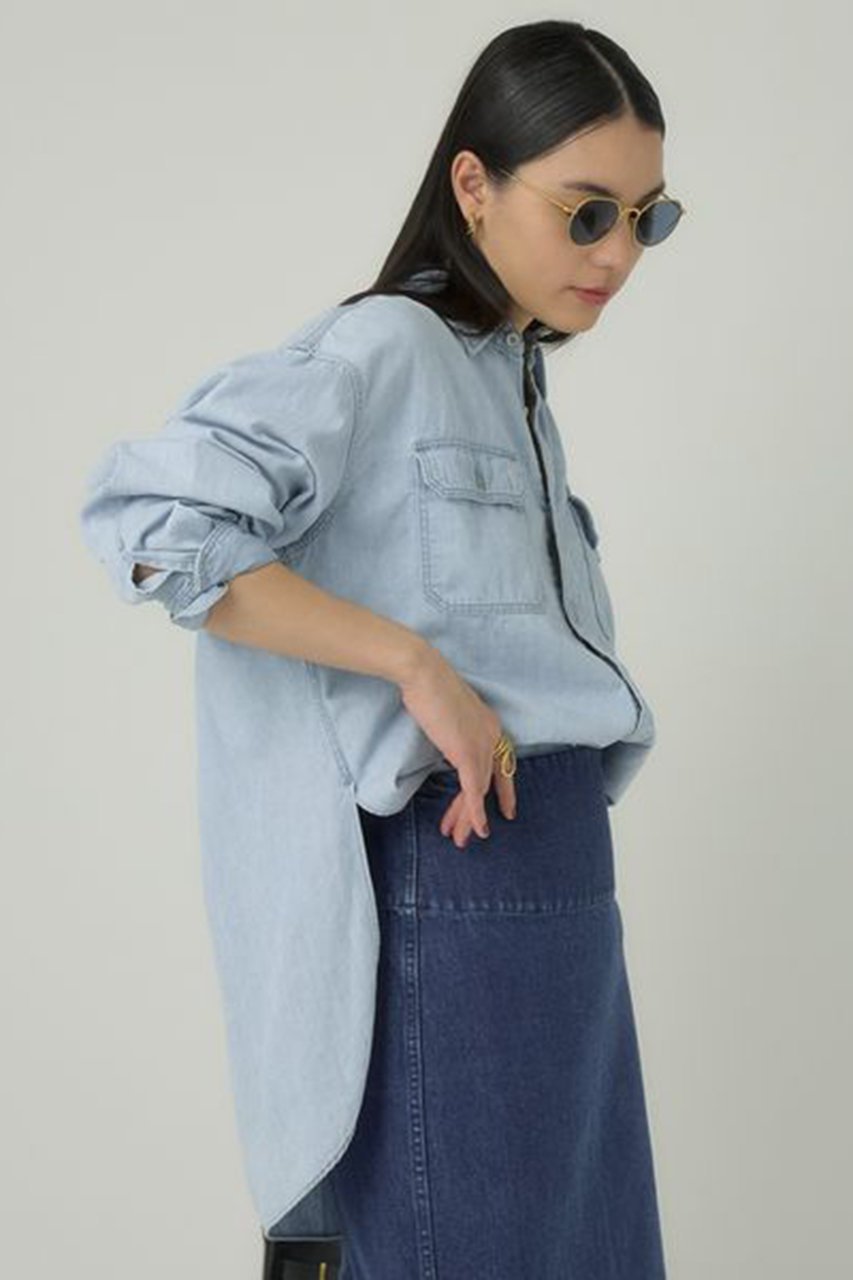 【カオス/Chaos】の【WHY NOT NOW】フォンダデニムシャツ 人気、トレンドファッション・服の通販 founy(ファニー) 　ファッション　Fashion　レディースファッション　Fashion for Women　トップス・カットソー　Cut & Sew Tops　シャツ・ブラウス・オフィスカジュアル　Elegant Blouses & Button-Ups　インナー　Innerwear　ストレート　Straight, Straight Cut　スリーブ　Sleeve, Long Sleeve / Short Sleeve　デニム　Denim, Jeans Material　バランス　Balance, Style Balance　マニッシュ　Mannish, Boyish　ロング　Long, Long-Length　ワーク　Workwear, Utility Style　other-2|ID: prp329100003846956 ipo3291000000034673981