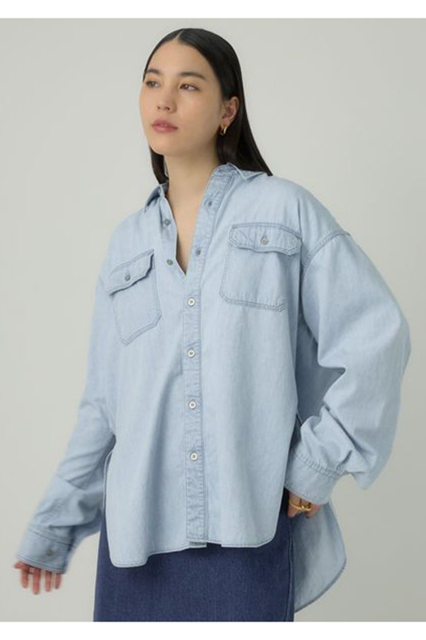 【カオス/Chaos】の【WHY NOT NOW】フォンダデニムシャツ 人気、トレンドファッション・服の通販 founy(ファニー) 　ファッション　Fashion　レディースファッション　Fashion for Women　トップス・カットソー　Cut & Sew Tops　シャツ・ブラウス・オフィスカジュアル　Elegant Blouses & Button-Ups　インナー　Innerwear　ストレート　Straight, Straight Cut　スリーブ　Sleeve, Long Sleeve / Short Sleeve　デニム　Denim, Jeans Material　バランス　Balance, Style Balance　マニッシュ　Mannish, Boyish　ロング　Long, Long-Length　ワーク　Workwear, Utility Style　other-3|ID: prp329100003846956 ipo3291000000034673982