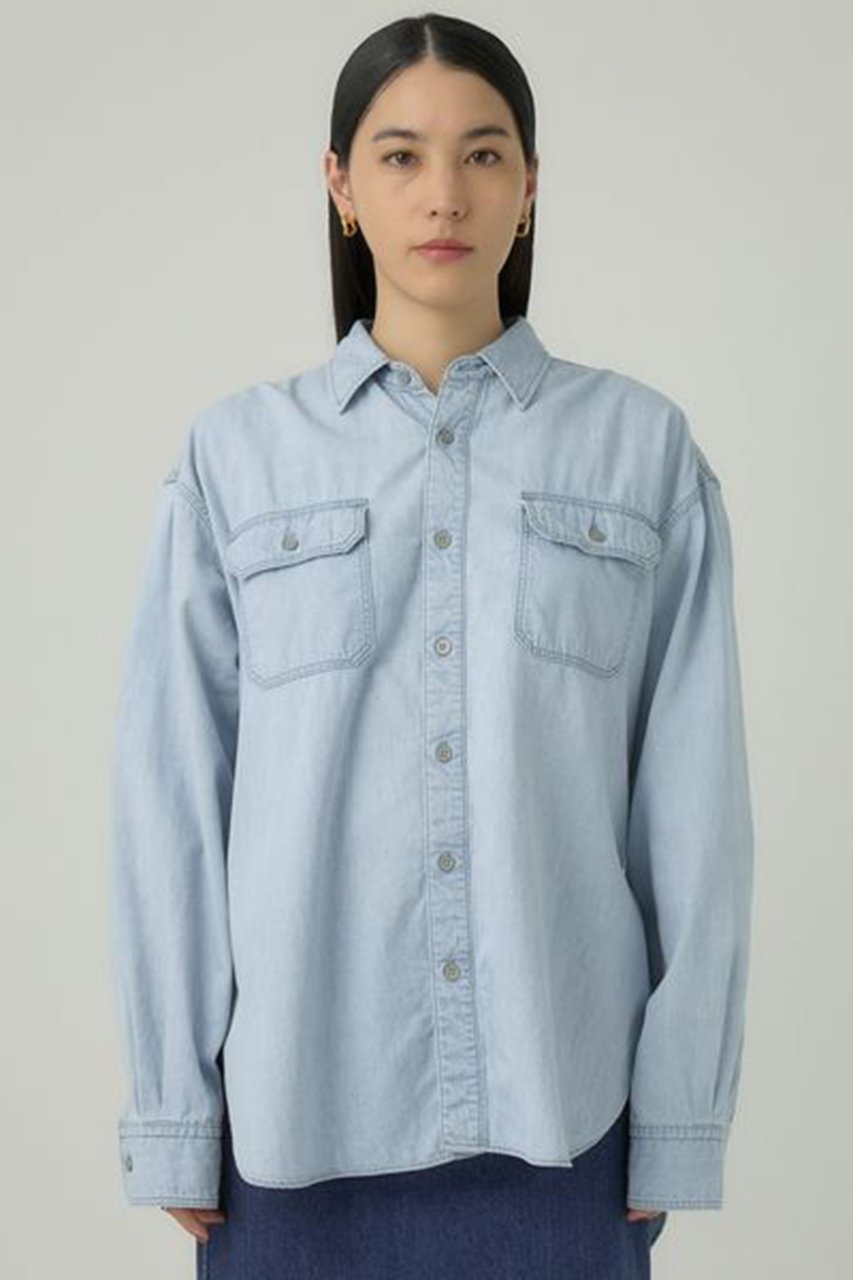 【カオス/Chaos】の【WHY NOT NOW】フォンダデニムシャツ 人気、トレンドファッション・服の通販 founy(ファニー) 　ファッション　Fashion　レディースファッション　Fashion for Women　トップス・カットソー　Cut & Sew Tops　シャツ・ブラウス・オフィスカジュアル　Elegant Blouses & Button-Ups　インナー　Innerwear　ストレート　Straight, Straight Cut　スリーブ　Sleeve, Long Sleeve / Short Sleeve　デニム　Denim, Jeans Material　バランス　Balance, Style Balance　マニッシュ　Mannish, Boyish　ロング　Long, Long-Length　ワーク　Workwear, Utility Style　other-7|ID: prp329100003846956 ipo3291000000034673987