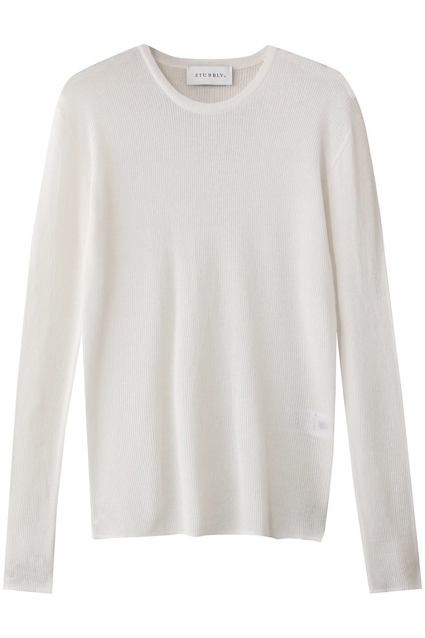 【ヒューエルミュージアム/hueLe Museum】の【STUMBLY】Sheer Rib Knit インテリア・キッズ・メンズ・レディースファッション・服の通販 founy(ファニー) 　ファッション　Fashion　レディースファッション　Fashion for Women　トップス・カットソー　Cut & Sew Tops　ニット　Knit Tops & Sweaters　カジュアルプルオーバー・ニットトップス　Pullovers & Knit Tops / Casual Pullovers　インナー　Innerwear　シンプル　Simple, Minimal　ジャケット　Jacket, Outerwear　フィット　Fit, Slim Fit　エレガント 上品　Elegant　夏　Summer　春　Spring　S/S・春夏　SS, Spring/Summer, Warm Season　ホワイト|ID: prp329100003847040 ipo3291000000032948992
