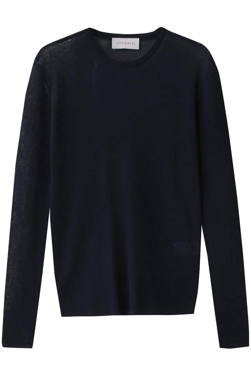 【ヒューエルミュージアム/hueLe Museum】の【STUMBLY】Sheer Rib Knit インテリア・キッズ・メンズ・レディースファッション・服の通販 founy(ファニー) 　ファッション　Fashion　レディースファッション　Fashion for Women　トップス・カットソー　Cut & Sew Tops　ニット　Knit Tops & Sweaters　カジュアルプルオーバー・ニットトップス　Pullovers & Knit Tops / Casual Pullovers　インナー　Innerwear　シンプル　Simple, Minimal　ジャケット　Jacket, Outerwear　フィット　Fit, Slim Fit　エレガント 上品　Elegant　夏　Summer　春　Spring　S/S・春夏　SS, Spring/Summer, Warm Season　ネイビー|ID: prp329100003847040 ipo3291000000032948998