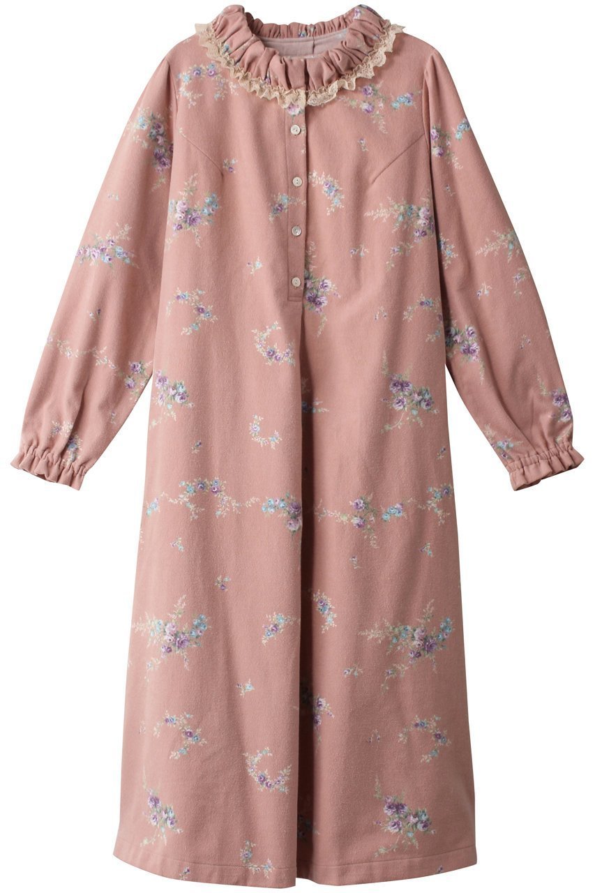 【イクコ/IKUKO】の綾ネル花柄プリント ネグリジェ インテリア・キッズ・メンズ・レディースファッション・服の通販 founy(ファニー) 　ファッション　Fashion　レディースファッション　Fashion for Women　お家時間・ステイホーム　Stay Home / At Home　パジャマ　Pajamas, Sleepwear　プリント　Print, Printed Pattern　レース　Lace, Lace Fabric　オールドローズ|ID: prp329100003850275 ipo3291000000032835241