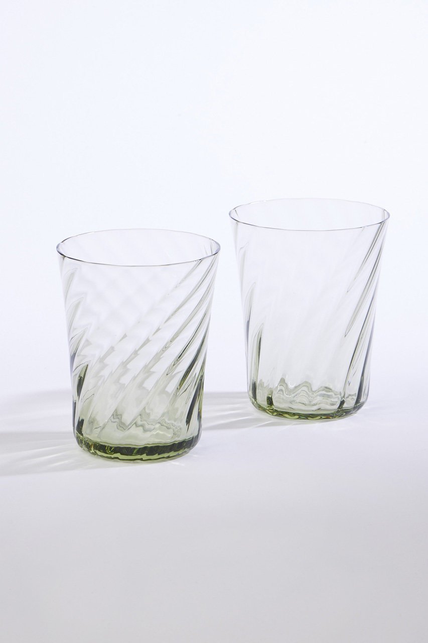 【エル グルメ/ELLE gourmet】の【STILLEBEN】Concave Swirl グラス 2個セット インテリア・キッズ・メンズ・レディースファッション・服の通販 founy(ファニー) 　ファッション　Fashion　レディースファッション　WOMEN　ユニセックス　Unisex　ガラス　Glass　クリスタル　Crystal　グラス　Glass　ハンド　Hand　モスグリーン|ID: prp329100003852543 ipo3291000000025347587