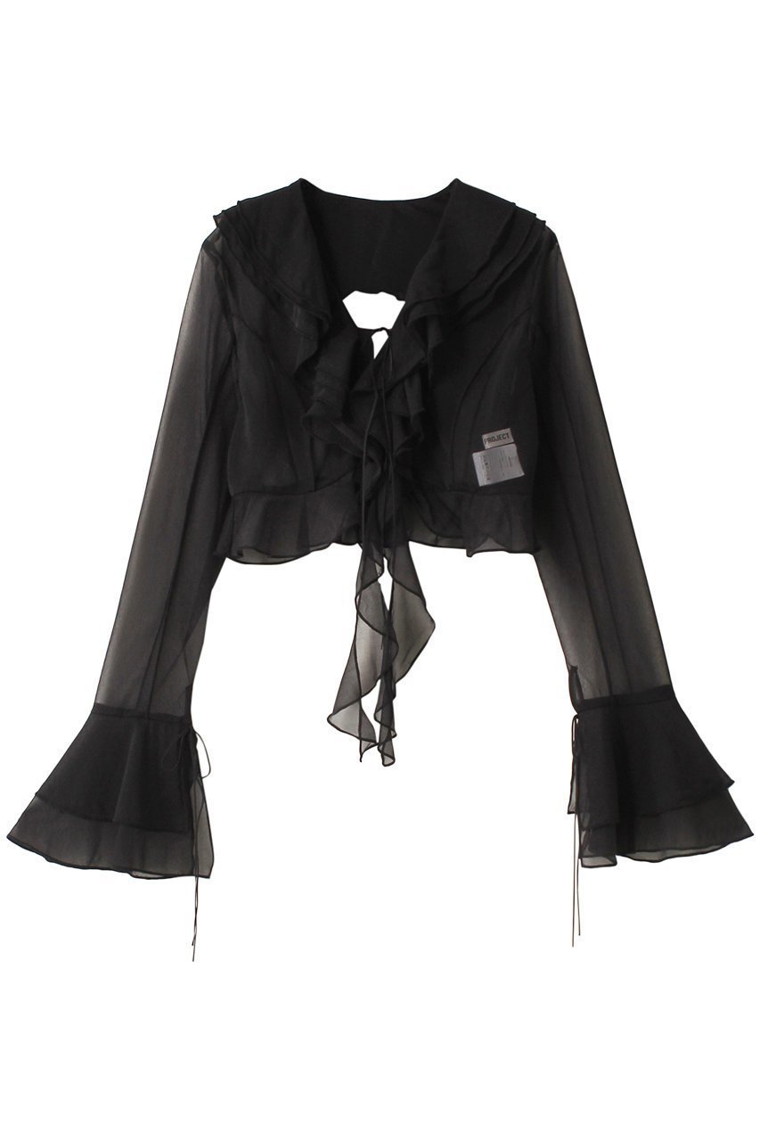 【プランク プロジェクト/PRANK PROJECT】のラッフルブラウス / Ruffled Blouse インテリア・キッズ・メンズ・レディースファッション・服の通販 founy(ファニー) ファッション Fashion レディースファッション Fashion for Women トップス・カットソー Cut & Sew Tops シャツ・ブラウス・オフィスカジュアル Elegant Blouses & Button-Ups おすすめ Recommended / Our Picks カーディガン Cardigan, Knitwear シアー Sheer, See-Through シンプル Simple, Minimal スリーブ Sleeve, Long Sleeve / Short Sleeve フリル Frill, Ruffle ボトム Bottoms, Lower Wear ロング Long, Long-Length BLK(ブラック)|ID: prp329100003852570 ipo3291000000032919462