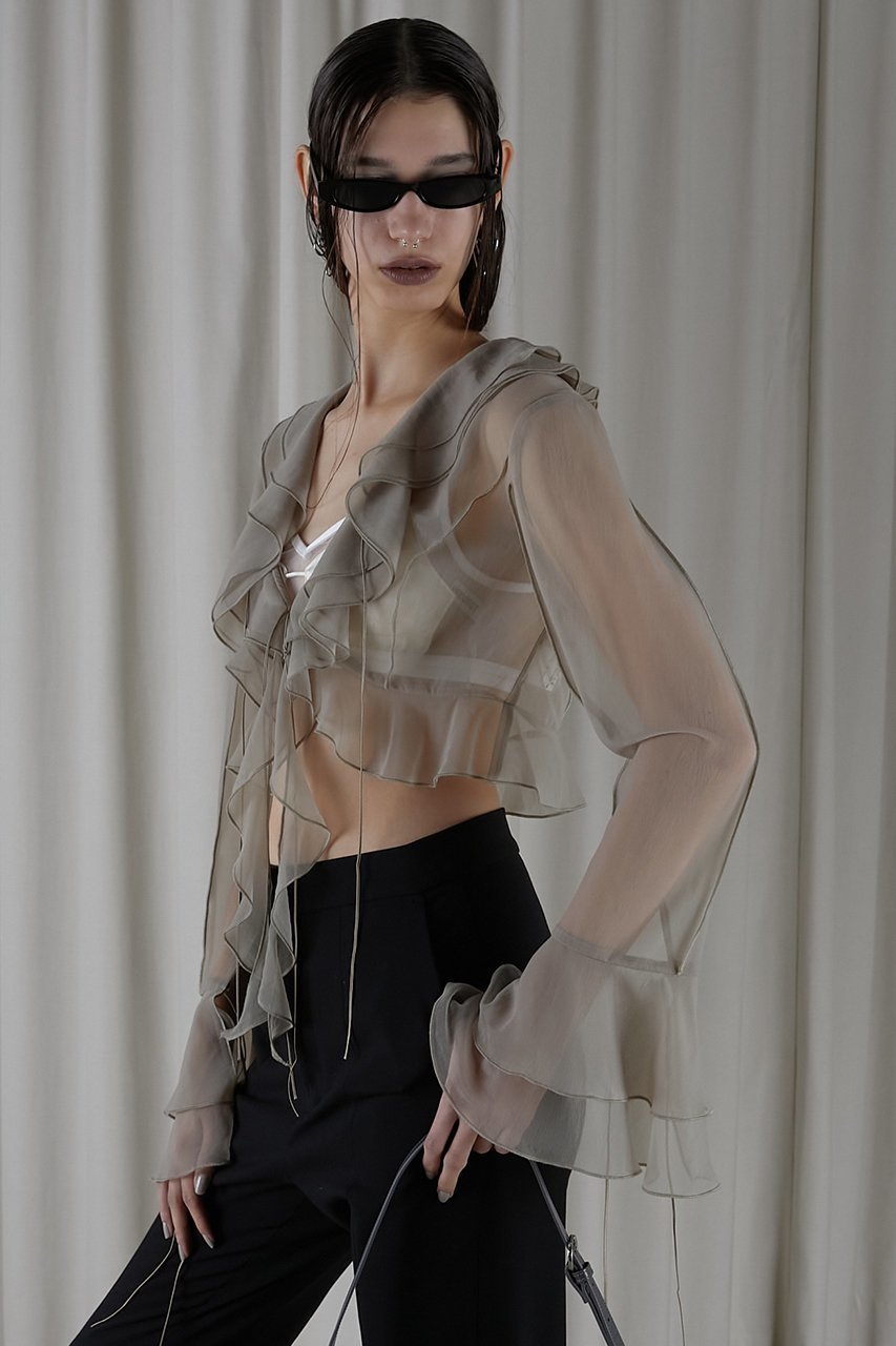 【プランク プロジェクト/PRANK PROJECT】のラッフルブラウス / Ruffled Blouse 人気、トレンドファッション・服の通販 founy(ファニー) ファッション Fashion レディースファッション Fashion for Women トップス・カットソー Cut & Sew Tops シャツ・ブラウス・オフィスカジュアル Elegant Blouses & Button-Ups おすすめ Recommended / Our Picks カーディガン Cardigan, Knitwear シアー Sheer, See-Through シンプル Simple, Minimal スリーブ Sleeve, Long Sleeve / Short Sleeve フリル Frill, Ruffle ボトム Bottoms, Lower Wear ロング Long, Long-Length other-7|ID: prp329100003852570 ipo3291000000032919529