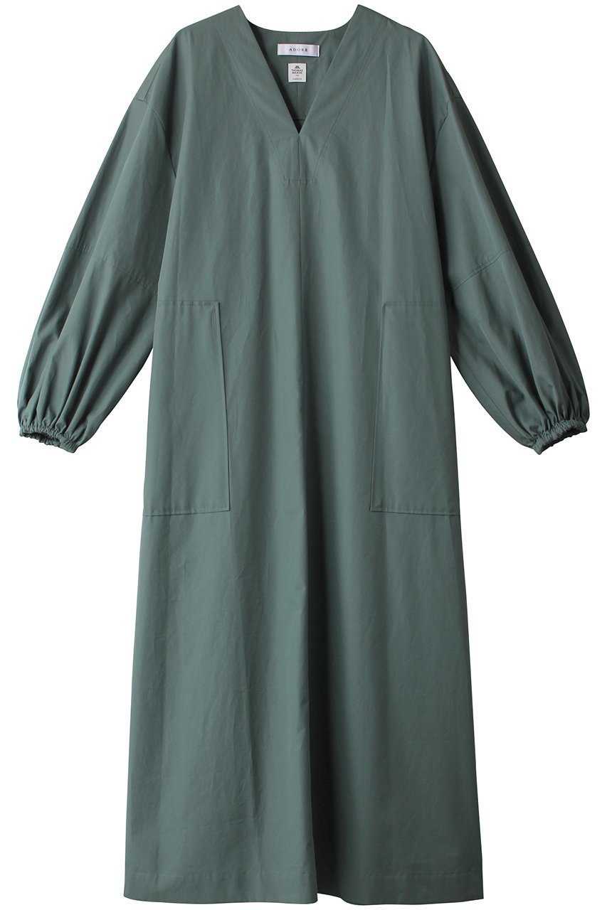 【アドーア/ADORE】のTHOMAS MASON CO ブロードワンピース インテリア・キッズ・メンズ・レディースファッション・服の通販 founy(ファニー) 　ファッション　Fashion　レディースファッション　Fashion for Women　ワンピース　Dresses　チュニック　Tunic Tops & Dresses　イタリア　Italy　ギャザー　Gathered, Ruffled　チュニック　Tunic, Long Top　ドレス　Dress, One-Piece　ブロード　Broadcloth, Fine Cotton　ヨーク　Yoke, Yoke Design　リラックス　Relax, Relaxed Fit　ロング　Long, Long-Length　再入荷　Restock / Back in Stock　グリーン|ID: prp329100003852596 ipo3291000000034989050