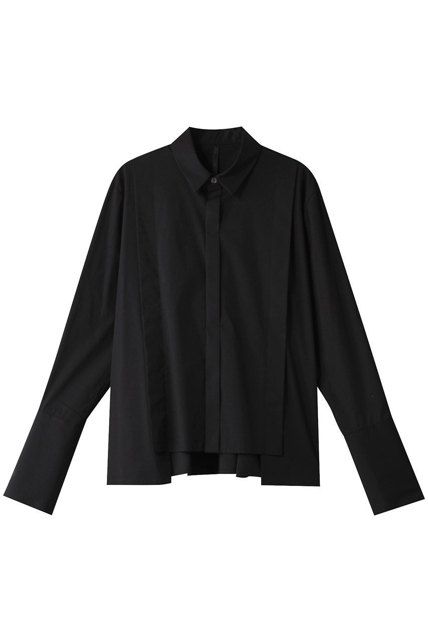 【ピアッカセッテ/ph7+】のタックロングスリーブシャツ インテリア・キッズ・メンズ・レディースファッション・服の通販 founy(ファニー) 　ファッション　Fashion　レディースファッション　Fashion for Women　トップス・カットソー　Cut & Sew Tops　シャツ・ブラウス・オフィスカジュアル　Elegant Blouses & Button-Ups　カフス　Cuff Design　スリーブ　Sleeve, Long Sleeve / Short Sleeve　フォルム　Silhouette, Form　ベーシック　Basic, Essential　ロング　Long, Long-Length　定番　Standard, Basic Item　ブラック|ID: prp329100003852641 ipo3291000000032902689