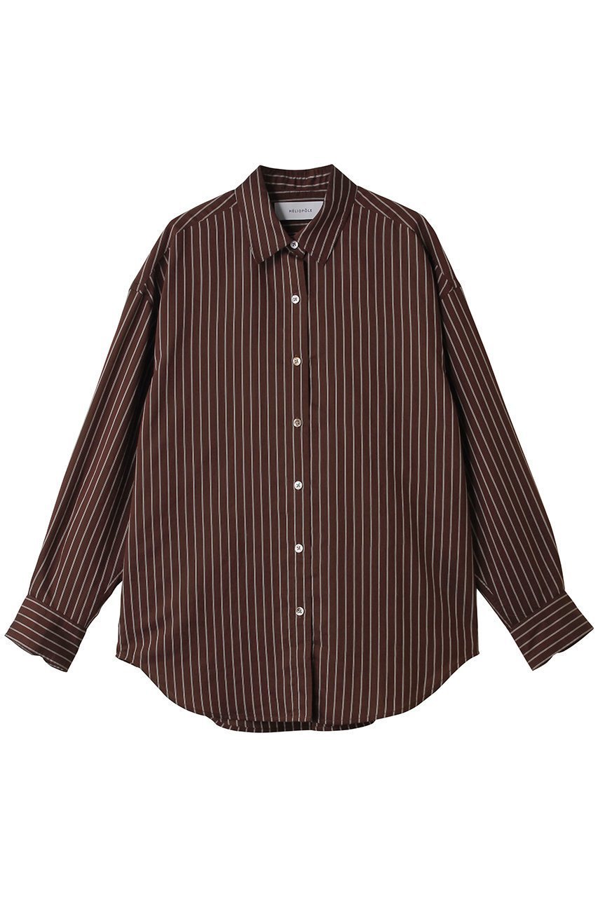 【エリオポール/heliopole】のthe EDITOR シャツ インテリア・キッズ・メンズ・レディースファッション・服の通販 founy(ファニー) 　ファッション　Fashion　レディースファッション　Fashion for Women　トップス・カットソー　Cut & Sew Tops　シャツ・ブラウス・オフィスカジュアル　Elegant Blouses & Button-Ups　おすすめ　Recommended / Our Picks　ストライプ　Stripe, Striped Pattern　スリーブ　Sleeve, Long Sleeve / Short Sleeve　ベーシック　Basic, Essential　ロング　Long, Long-Length　定番　Standard, Basic Item　秋　Autumn　ダークブラウン|ID: prp329100003861842 ipo3291000000035563632