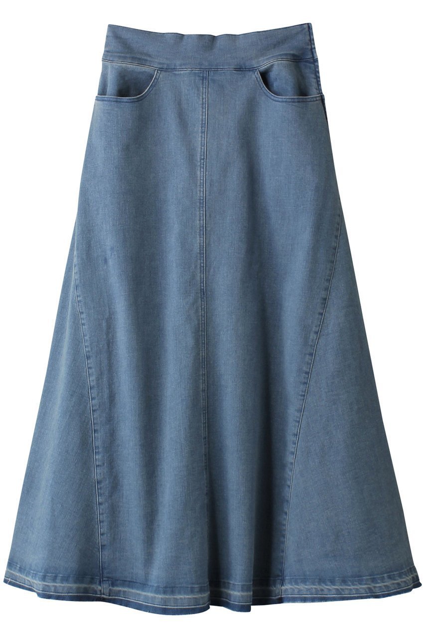 【スリー ドッツ/three dots】のデニム ボリュームフレアスカート 人気、トレンドファッション・服の通販 founy(ファニー) 　ファッション　Fashion　レディースファッション　Fashion for Women　スカート　Skirts　Aライン・フレアスカート　A-Line & Flared Skirts　ロングスカート　Long Skirts / Maxi & Midi Skirts　おすすめ　Recommended / Our Picks　サンダル　Sandals, Summer Shoes　ストレッチ　Stretch, Stretchy Fabric　スポーティ　Sporty, Casual Athletic　デニム　Denim, Jeans Material　フレア　Flare, Flared　ロング　Long, Long-Length　定番　Standard, Basic Item　 other-1|ID: prp329100003861865 ipo3291000000034886208