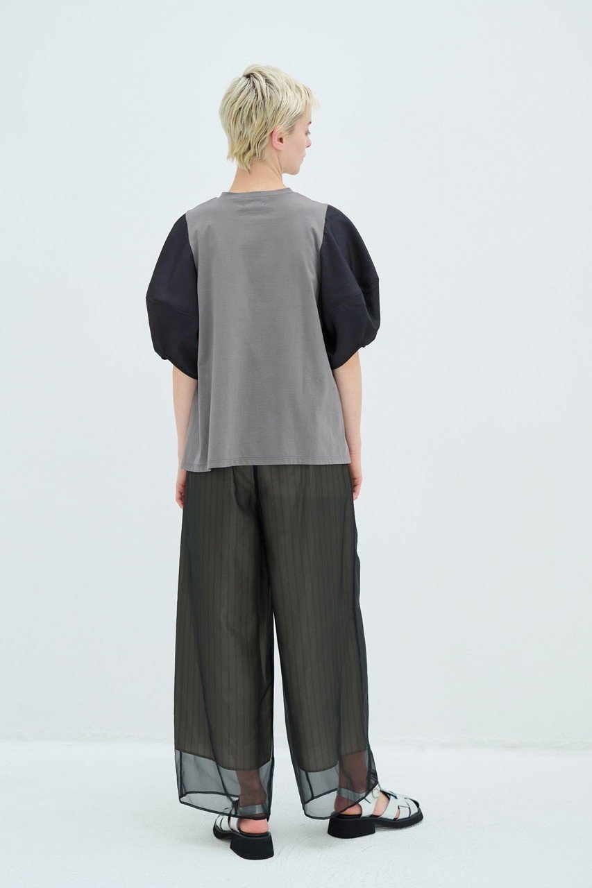 【ランバン オン ブルー/LANVIN en Bleu】の袖布帛コンビカットソー 人気、トレンドファッション・服の通販 founy(ファニー) 　ファッション　Fashion　レディースファッション　WOMEN　トップス・カットソー　Tops/Tshirt　シャツ/ブラウス　Shirts/Blouses　ロング / Tシャツ　T-Shirts　カットソー　Cut and Sewn　カットソー　Cut And Sew　コンビ　Combination　ショート　Short　スリーブ　Sleeve　タフタ　Taffeta　ヴィンテージ　Vintage　エレガント 上品　Elegant　other-4|ID: prp329100003862811 ipo3291000000031380937