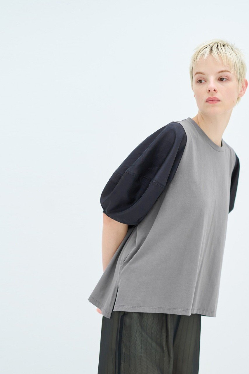 【ランバン オン ブルー/LANVIN en Bleu】の袖布帛コンビカットソー 人気、トレンドファッション・服の通販 founy(ファニー) 　ファッション　Fashion　レディースファッション　WOMEN　トップス・カットソー　Tops/Tshirt　シャツ/ブラウス　Shirts/Blouses　ロング / Tシャツ　T-Shirts　カットソー　Cut and Sewn　カットソー　Cut And Sew　コンビ　Combination　ショート　Short　スリーブ　Sleeve　タフタ　Taffeta　ヴィンテージ　Vintage　エレガント 上品　Elegant　other-5|ID: prp329100003862811 ipo3291000000031380939