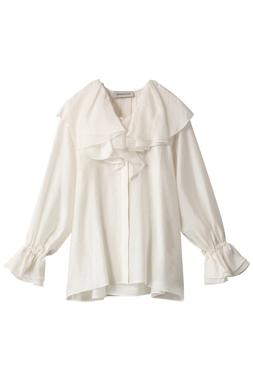 【デパリエ/DEPAREILLE】のフリルシフォンブラウス 人気、トレンドファッション・服の通販 founy(ファニー) 　ファッション　Fashion　レディースファッション　Fashion for Women　トップス・カットソー　Cut & Sew Tops　シャツ・ブラウス・オフィスカジュアル　Elegant Blouses & Button-Ups　インナー　Innerwear　シアー　Sheer, See-Through　シルク　Silk, 100% Silk　ジャケット　Jacket, Outerwear　スリーブ　Sleeve, Long Sleeve / Short Sleeve　ロング　Long, Long-Length　人気　Popular, Best Seller　 other-1|ID: prp329100003862896 ipo3291000000032910067
