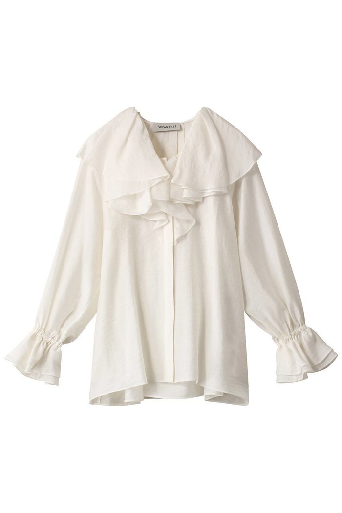 【デパリエ/DEPAREILLE】のフリルシフォンブラウス インテリア・キッズ・メンズ・レディースファッション・服の通販 founy(ファウニー) https://founy.com/ ファッション Fashion レディースファッション Fashion for Women トップス・カットソー Cut & Sew Tops シャツ・ブラウス・オフィスカジュアル Elegant Blouses & Button-Ups インナー Innerwear シアー Sheer, See-Through シルク Silk, 100% Silk ジャケット Jacket, Outerwear スリーブ Sleeve, Long Sleeve / Short Sleeve ロング Long, Long-Length 人気 Popular, Best Seller |ID: prp329100003862896 ipo3291000000036740597