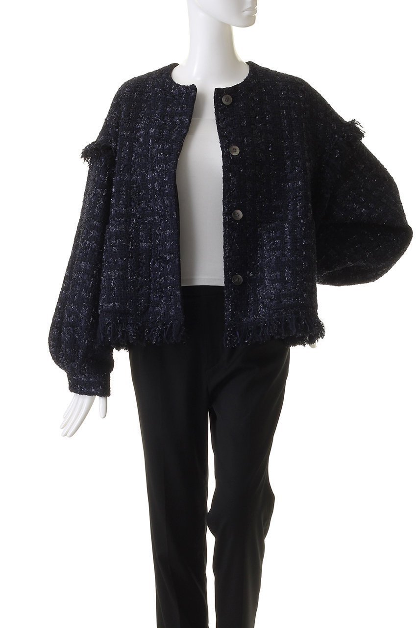 【デパリエ/DEPAREILLE】のラメツィードバルーンスリーブジャケット 人気、トレンドファッション・服の通販 founy(ファニー) 　ファッション　Fashion　レディースファッション　Fashion for Women　アウター　Coat / Outerwear Collection　レディースジャケット・軽アウター　Jackets　ジャケット　Jacket, Outerwear　バルーン　Balloon, Balloon Silhouette　パーティ　Party, Party Style　フリンジ　Fringe, Tassel　ブルゾン　Blouson, Bomber Jacket　エレガント 上品　Elegant　other-7|ID: prp329100003864755 ipo3291000000035655216