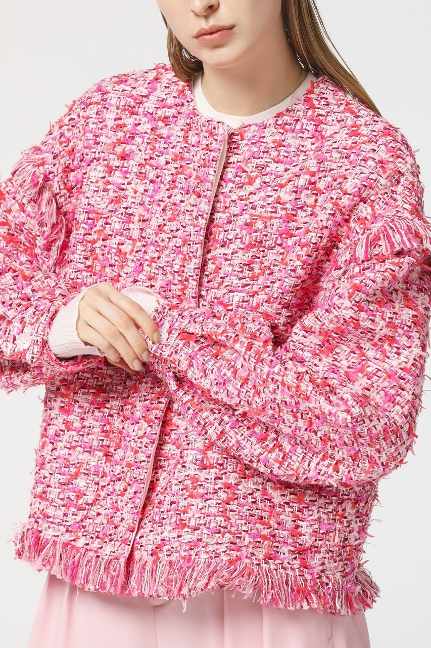 【デパリエ/DEPAREILLE】のラメツィードバルーンスリーブジャケット 人気、トレンドファッション・服の通販 founy(ファニー) 　ファッション　Fashion　レディースファッション　Fashion for Women　アウター　Coat / Outerwear Collection　レディースジャケット・軽アウター　Jackets　ジャケット　Jacket, Outerwear　バルーン　Balloon, Balloon Silhouette　パーティ　Party, Party Style　フリンジ　Fringe, Tassel　ブルゾン　Blouson, Bomber Jacket　エレガント 上品　Elegant　other-8|ID: prp329100003864755 ipo3291000000035655218