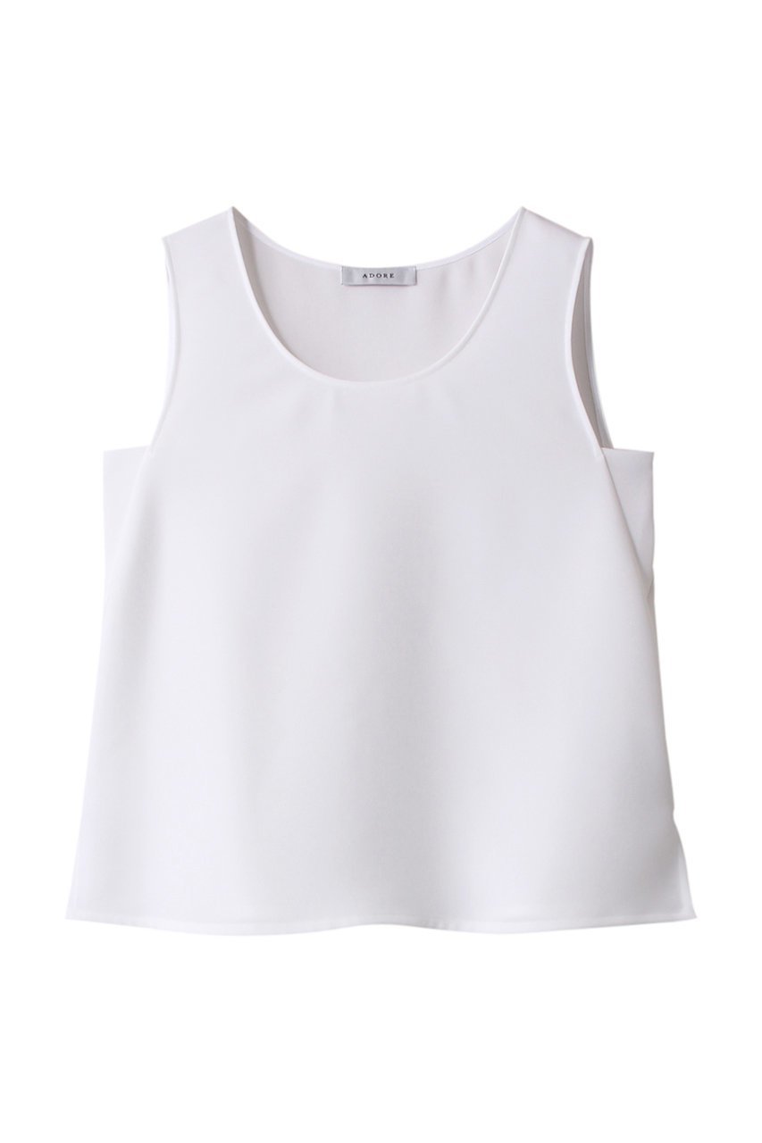 【アドーア/ADORE】のドライタッチWクロスブラウス インテリア・キッズ・メンズ・レディースファッション・服の通販 founy(ファニー) 　ファッション　Fashion　レディースファッション　Fashion for Women　トップス・カットソー　Cut & Sew Tops　キャミソール&ノースリーブ　Camisoles & Sleeveless Tops　シャツ・ブラウス・オフィスカジュアル　Elegant Blouses & Button-Ups　インナー　Innerwear　シンプル　Simple, Minimal　ジャケット　Jacket, Outerwear　ダブル　Double, Double-Breasted　ノースリーブ　Sleeveless, No-Sleeve　フレア　Flare, Flared　エレガント 上品　Elegant　ホワイト|ID: prp329100003866148 ipo3291000000036724570