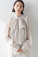 【ウィムガゼット/Whim Gazette】のローンボウタイブラウス 人気、トレンドファッション・服の通販 founy(ファニー) ファッション Fashion レディースファッション Fashion for Women トップス・カットソー Cut & Sew Tops シャツ・ブラウス・オフィスカジュアル Elegant Blouses & Button-Ups おすすめ Recommended / Our Picks スウェット / スエット Sweatshirt, Sweatwear スリーブ Sleeve, Long Sleeve / Short Sleeve ハイネック High Neck, Mock Neck リボン Ribbon, Bow ロング Long, Long-Length エレガント 上品 Elegant 再入荷 Restock / Back in Stock |ID:prp329100003866152