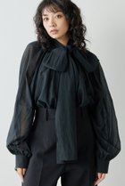 【ウィムガゼット/Whim Gazette】のローンボウタイブラウス 人気、トレンドファッション・服の通販 founy(ファニー) ファッション Fashion レディースファッション Fashion for Women トップス・カットソー Cut & Sew Tops シャツ・ブラウス・オフィスカジュアル Elegant Blouses & Button-Ups おすすめ Recommended / Our Picks スウェット / スエット Sweatshirt, Sweatwear スリーブ Sleeve, Long Sleeve / Short Sleeve ハイネック High Neck, Mock Neck リボン Ribbon, Bow ロング Long, Long-Length エレガント 上品 Elegant 再入荷 Restock / Back in Stock thumbnail ブラック|ID: prp329100003866152 ipo3291000000034535352