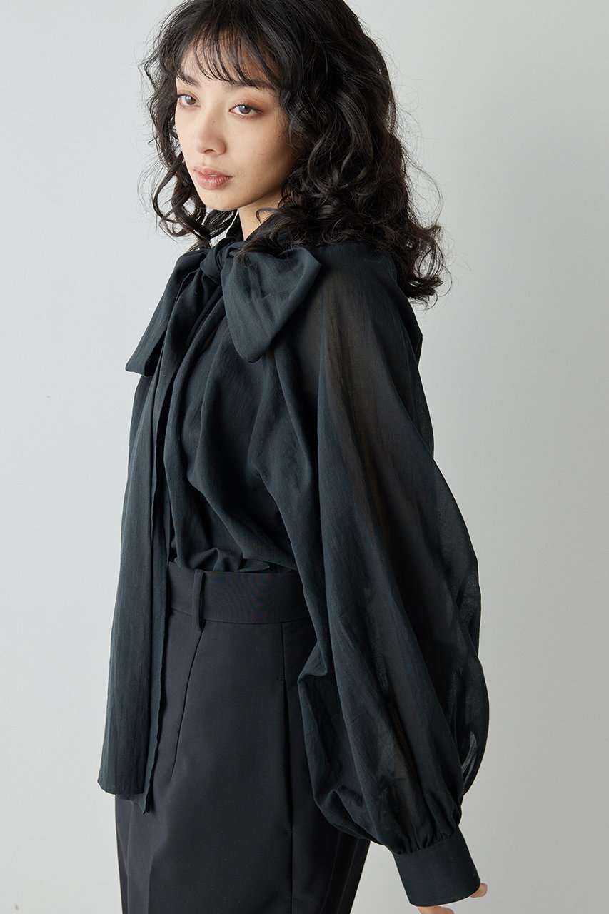 【ウィムガゼット/Whim Gazette】のローンボウタイブラウス 人気、トレンドファッション・服の通販 founy(ファニー) 　ファッション　Fashion　レディースファッション　Fashion for Women　トップス・カットソー　Cut & Sew Tops　シャツ・ブラウス・オフィスカジュアル　Elegant Blouses & Button-Ups　おすすめ　Recommended / Our Picks　スウェット / スエット　Sweatshirt, Sweatwear　スリーブ　Sleeve, Long Sleeve / Short Sleeve　ハイネック　High Neck, Mock Neck　リボン　Ribbon, Bow　ロング　Long, Long-Length　エレガント 上品　Elegant　再入荷　Restock / Back in Stock　other-4|ID: prp329100003866152 ipo3291000000034535355