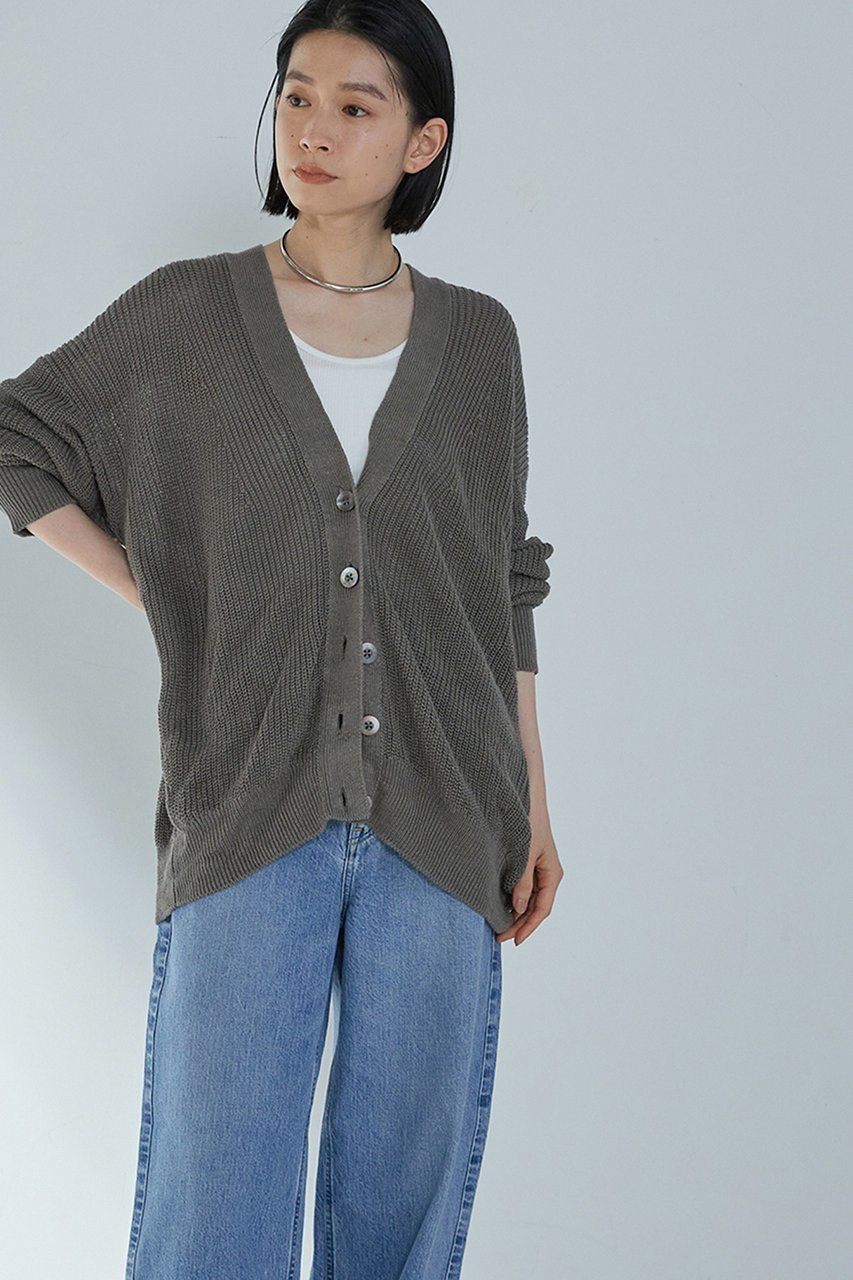 【プルミエ アロンディスモン/1er Arrondissement】のリネン畦リラックスカーディガン 人気、トレンドファッション・服の通販 founy(ファニー) 　ファッション　Fashion　レディースファッション　Fashion for Women　トップス・カットソー　Cut & Sew Tops　ニット　Knit Tops & Sweaters　カーディガン・羽織り　Layered Style Cardigans　カーディガン　Cardigan, Knitwear　シンプル　Simple, Minimal　リネン　Linen, Linen Fabric　リラックス　Relax, Relaxed Fit　畦　Ribbed Knit　other-6|ID: prp329100003866184 ipo3291000000032951387