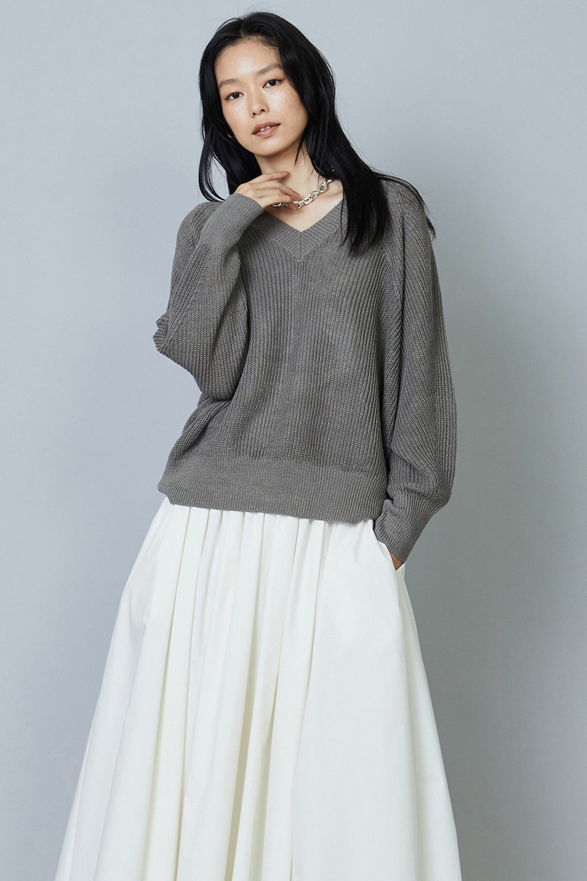 【プルミエ アロンディスモン/1er Arrondissement】のリネン畦デザインVネックプルオーバー 人気、トレンドファッション・服の通販 founy(ファニー) 　ファッション　Fashion　レディースファッション　Fashion for Women　トップス・カットソー　Cut & Sew Tops　ニット　Knit Tops & Sweaters　カジュアルプルオーバー・ニットトップス　Pullovers & Knit Tops / Casual Pullovers　Vネックトップス　V-Neck Tops / V-Cut Neckline Shirts　おすすめ　Recommended / Our Picks　シンプル　Simple, Minimal　リネン　Linen, Linen Fabric　畦　Ribbed Knit　other-6|ID: prp329100003866186 ipo3291000000032951425