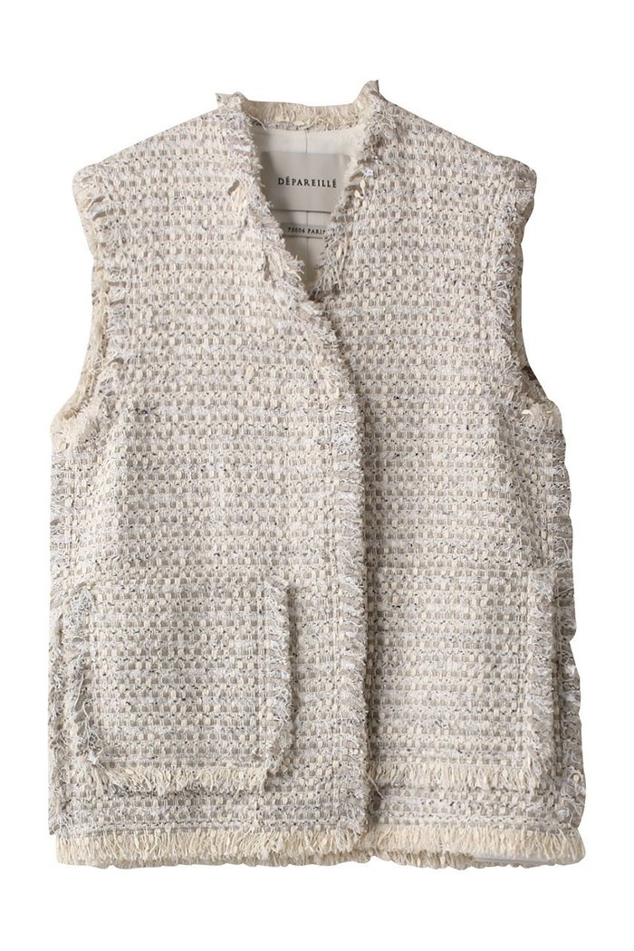 【デパリエ/DEPAREILLE】のラメツイードベスト インテリア・キッズ・メンズ・レディースファッション・服の通販 founy(ファニー) https://founy.com/ ファッション Fashion レディースファッション Fashion for Women アウター Coat / Outerwear Collection レディースジャケット・軽アウター Jackets ジャケット Jacket, Outerwear ツイード Twill, Twill Weave デニム Denim, Jeans Material トレンド Trend, Trending Now フリンジ Fringe, Tassel ベスト Vest, Waistcoat ポケット Pocket, Pocket Detail |ID: prp329100003866207 ipo3291000000035580980